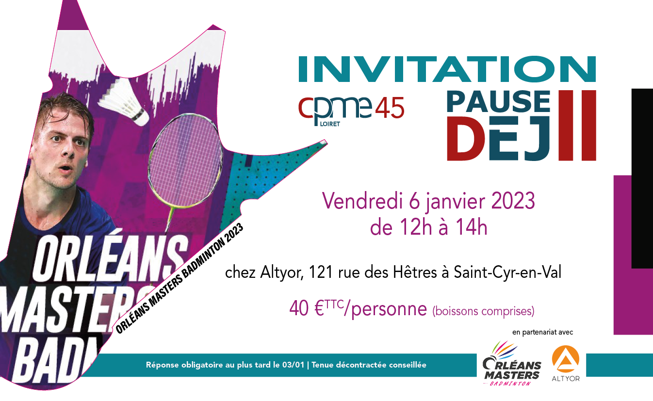 Invitation Pause Déj CPME Loiret 06 01 2023